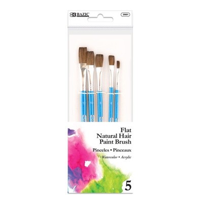 BAZIC Products Paint Brushes Set Flat 1-Pack, Assorted (5-count) 