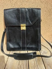 Vintage D-H Leather Messenger Bag 12x10 Black Slim Profile Medium Made in USA