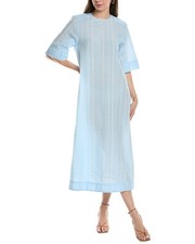 Ganni Seersucker Check Maxi Dress Women's Blue 32