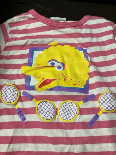 Sesamstraße Big Bird Tennis gestreiftes Kurzarmshirt Kleinkind Größe 3T - Bild 2 von 6