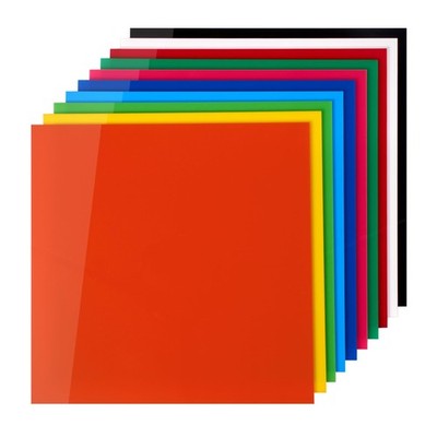 Pack of 10 Colored Acrylic 12'' x 12'' Cast Plexiglass Square 1/8'' Thick (3mm) ...