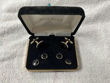 Black Round Gold Tone Cufflinks  Tuxedo Shirt Studs Bill Blass In Box Vintage.