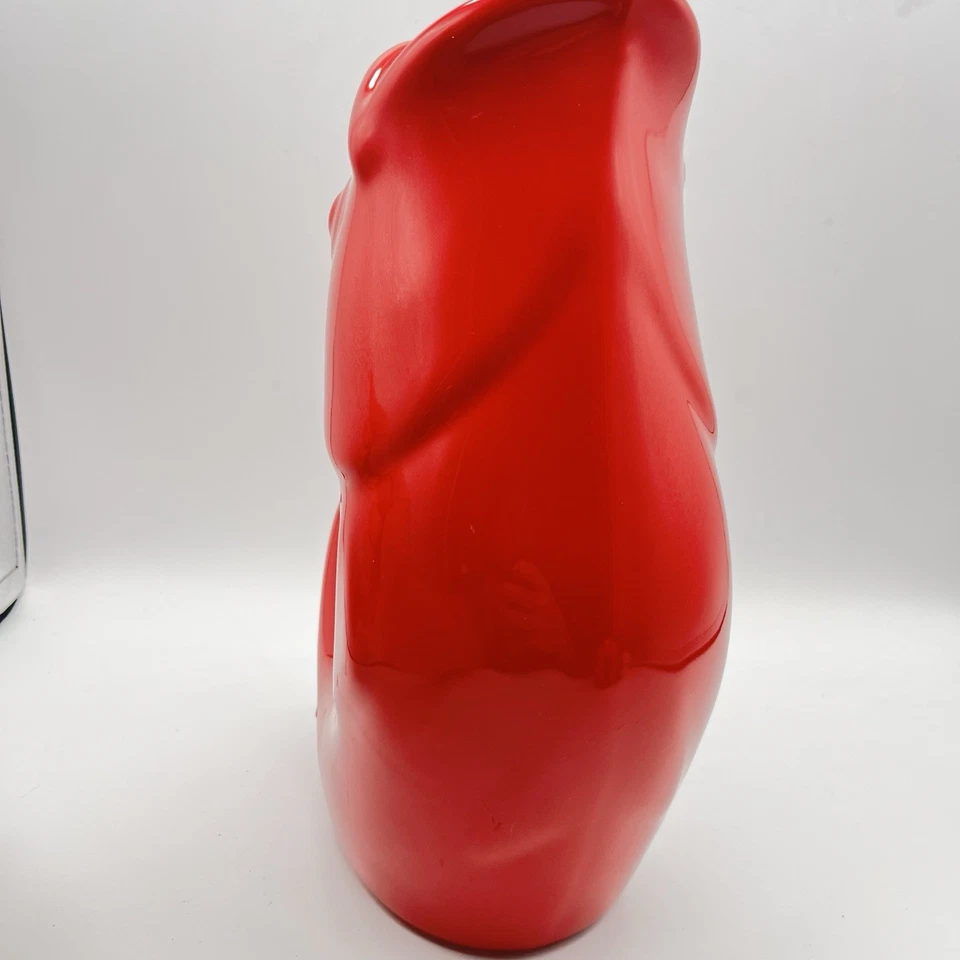 Original Gurgle Pot Fish Pitcher 2006 Stoneware 9" Red - Image 3 of 4