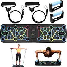 Push Up Fitness Board klappbar ergonomisch 2 Widerstandsbänder schwarz