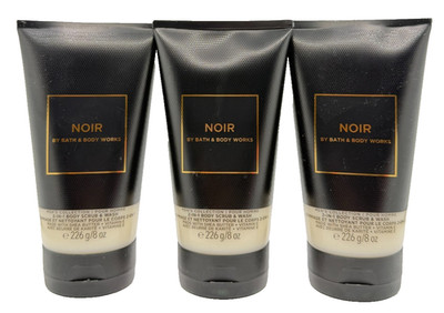 NEW Bath & Body Works Lot 3 Tubes Men's Noir 2-In-1 Body Scrub & Wash 8 oz