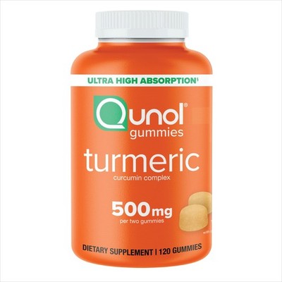 Turmeric Gummies 500mg Curcumin Joint Support 120 Count Vegan Qunol Gummy