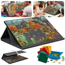 1000pcs Felt Jigsaw Puzzle Board Portable Puzzle Storage Table w/6 Sorting Trays