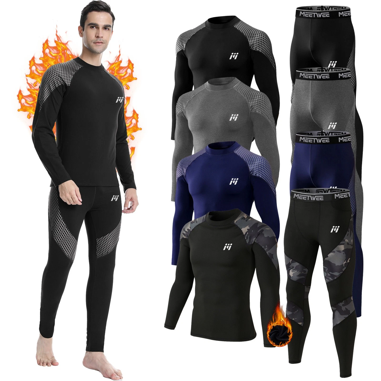 Men's Winter Thermal Underwear Set Fleece Base Layer Long Johns Top Pants Warm
Opens in a new window