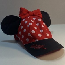 Minnie Mouse Ears Walt Disney World Parks Polka Dot Girls Baseball Hat Cap Red