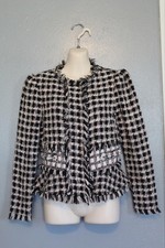 Rebecca Taylor Tweed Jacket Fringed Trim Size 4