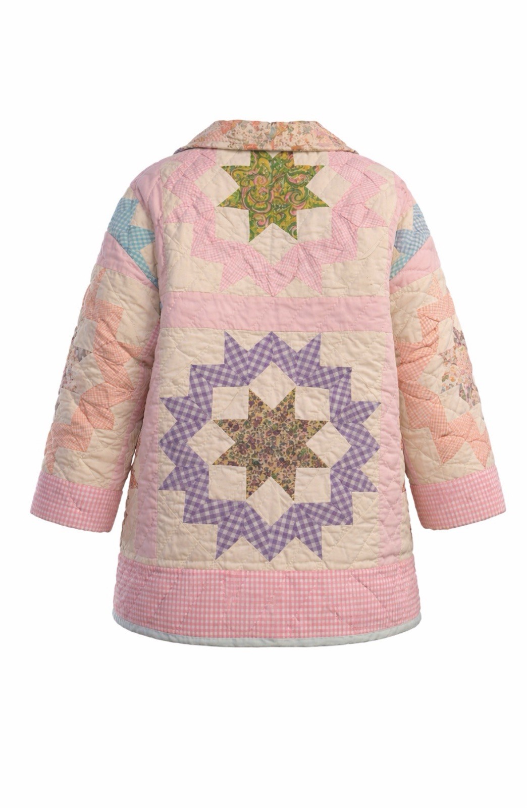 Handmade repurposed Patchwork Quilted Jacket Pink… - image 2