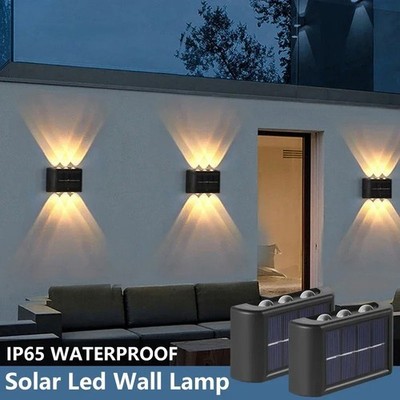 Solar Wall Light Outdoor Waterproof LED Up Down Garden Yard Lamp IP65 USA 