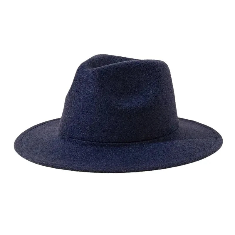 Navy Blue Classic Fedora Hat Felt Panama Jazz Cap, Vintage Wide Brim, Men, Woman - Image 3 of 4