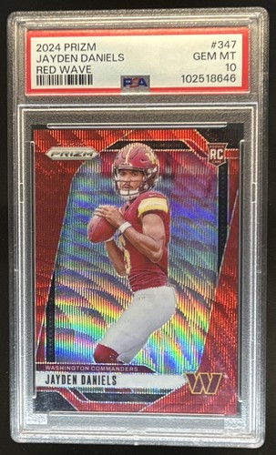 2024 Panini Prizm Jayden Daniels RC Red Wave Rookie #/149 Commanders PSA 10