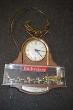 Budweiser Lighted Clock Sign World Champion Clydesdale Team Wagon Works
