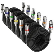XLR Cables 25 Feet 6 Packs, XLR Male to Female Balanced 3 Pin Metal Spring Mi...