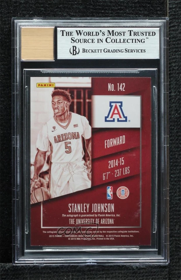 2015 Contenders Draft Picks College Ticket Stanley Johnson BGS 9 Rookie Auto RC - Image 2 of 2