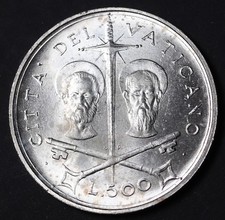 1967 Vatican City 500 Lire Silver Coin -Paul VI Unc KM# 99