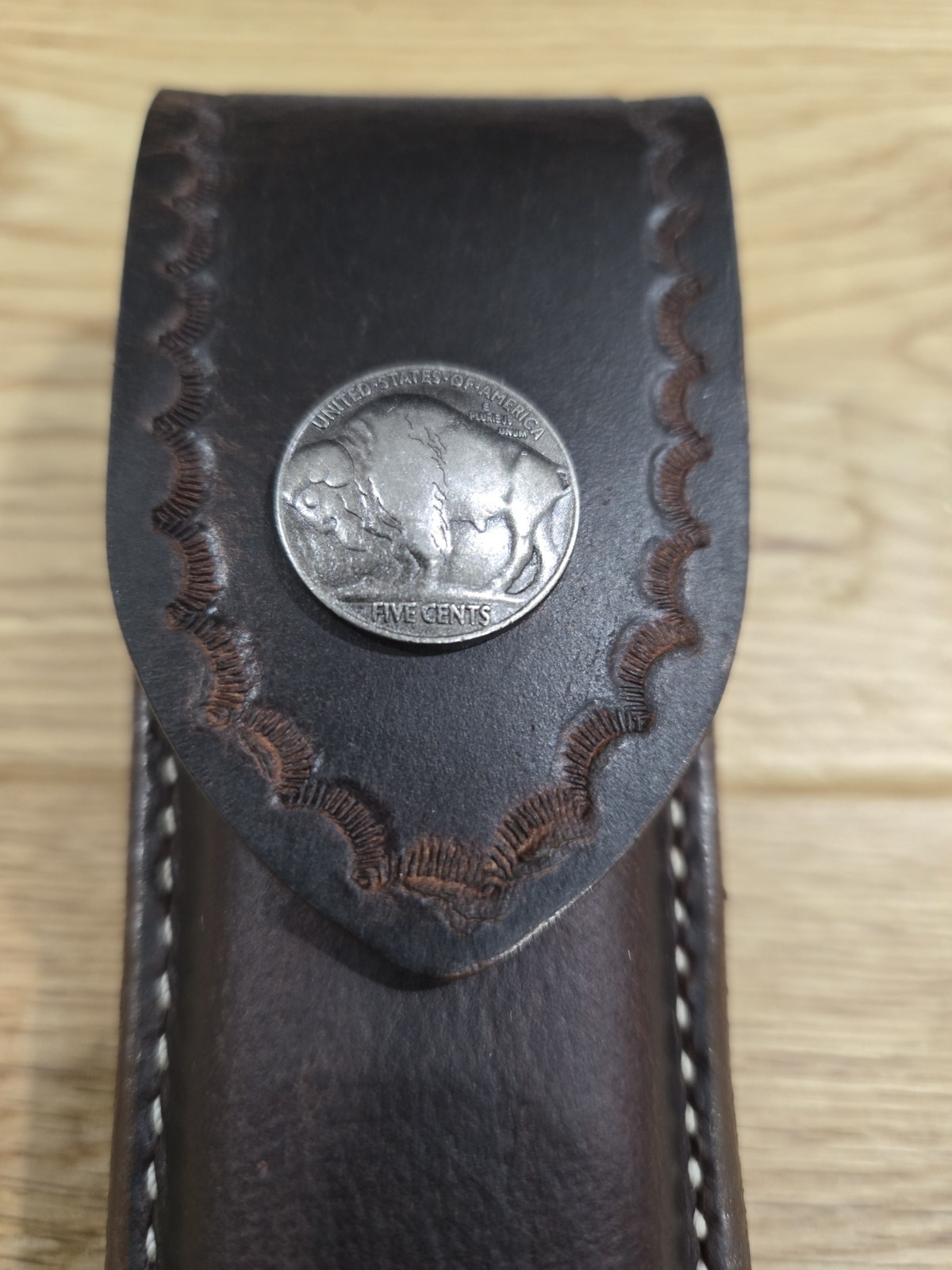 Buck 110 leather knife sheath. Custom.  With Belt Clip. Sheath Only. Buffalo Snp