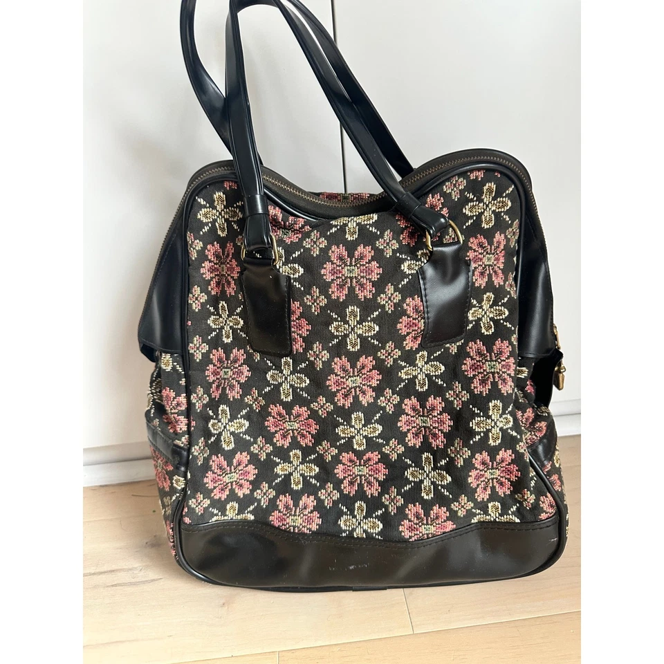 Vintage 60s Tapestry Carpet Handbag/Purse Oversized Travel Retro Chic - Image 2 of 4