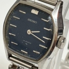 Working SEIKO Women Watch Manual Winding 24JEWELS Navy Dial