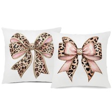 Trendy Coquette Leopard Bow Pillow Covers 18x18 Set of 2, Coquette Color 08