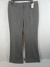 LOFT Julie Trouser Dress Pants Womens 10P Wide Leg Stretch Charcoal Career NEW