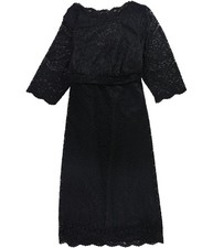 Kiyonna Womens Lace A-line Dress, Black, Plus Size, 3X