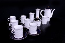Freiberger Porzellan Mokka Service 6 Personen 16 Teile Echt Kobalt Golddekor