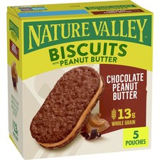 Nature Valley Biscuit Sandwiches, Chocolate Peanut Butter Snacks, 5 ct, 6.75 OZ