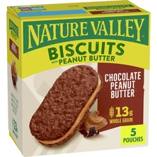 Nature Valley Biscuit Sandwiches, Chocolate Peanut Butter Snacks, 5 ct, 6.75 OZ