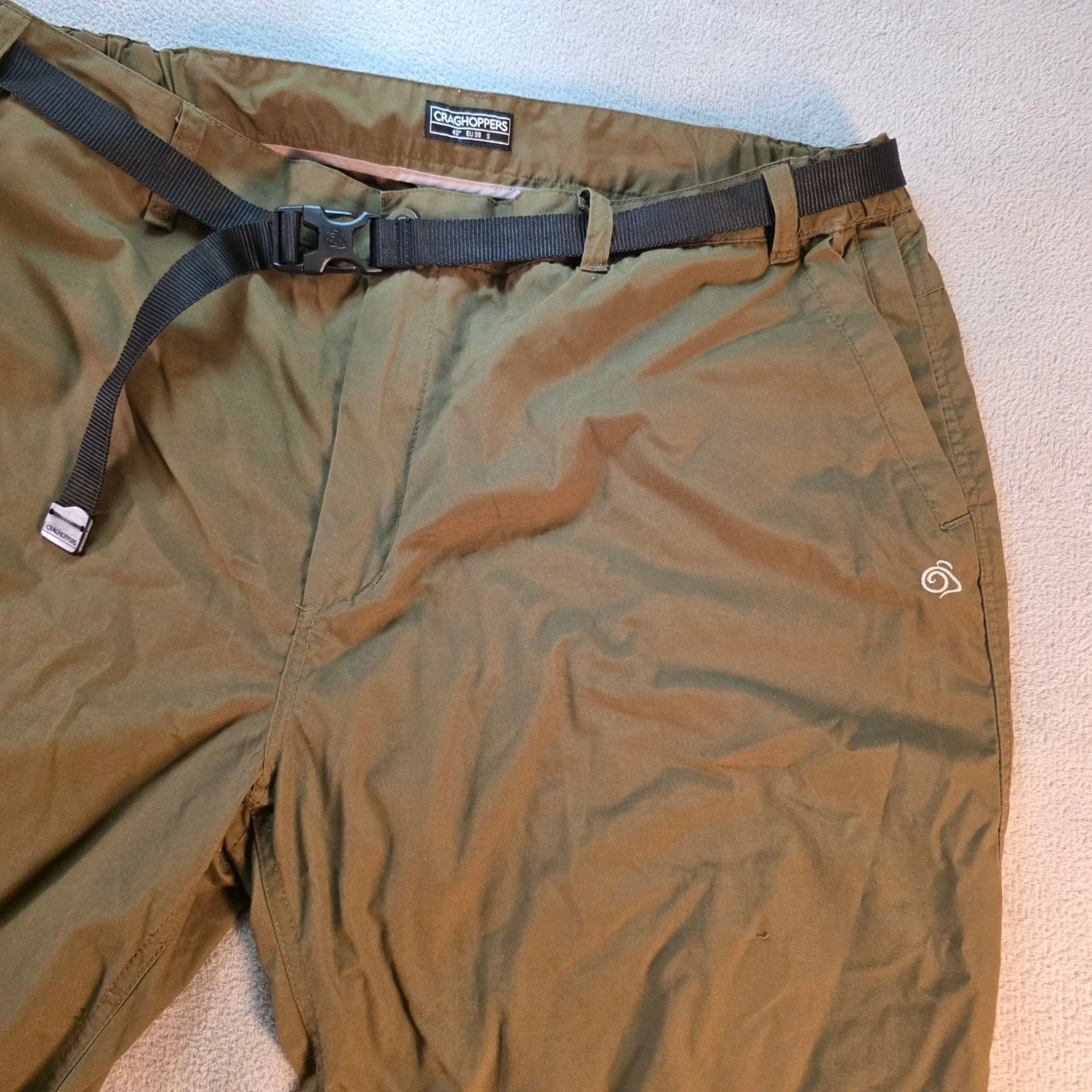 Craghoppers Mens Olive Green Cargo Hiking Pants Webbing Belt 42x28 CMJ600S