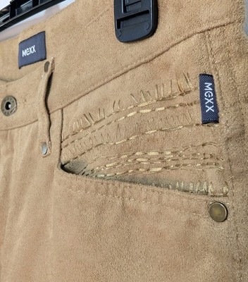 Vintage Mexx Metropolitan Sueded Bootcut Pants Tan Y2K US 10/12 EU46 Rare GJ015F
