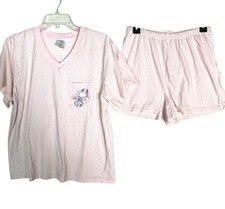 Peanuts Snoopy Women  s Pajama Set Shorts And Top Pink White Sz Large VTG