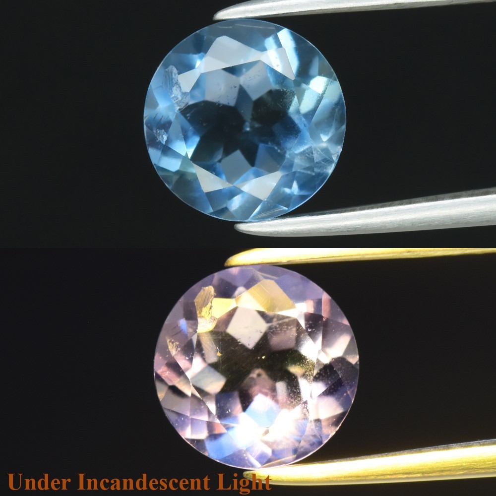1.53ct 7mm VS Round Color Change Fluorite Gemstone from China 💎