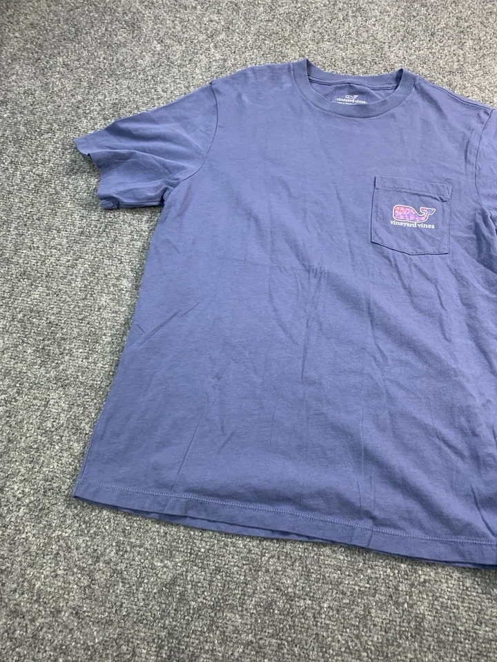 Vineyard Vines Shirt Girls Large 16  Blue Short Sleeve Crew Neck Pocket - Image 2 of 4