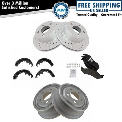 Ceramic Brake Pad Shoes Drums & Performance Rotor Kit w/Chemicals