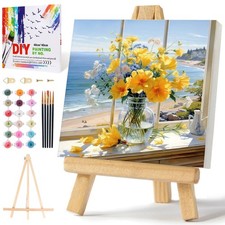 Framed Paint by Numbers Kit for Adults Beginner with Easel, Flowers Adult Pai...