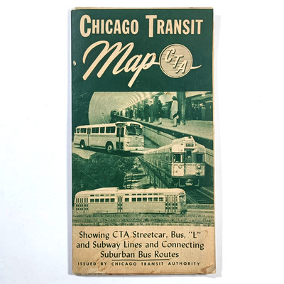 CTA Chicago Transit Map 1948 bus trolley and elevated train lines
