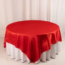 Red SATIN 90x90" SQUARE TABLE OVERLAY Wedding Reception Light Gray Dinner