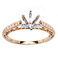 14kt Gold .19ct Round Diamond Pave Set Semi Mount Solitaire Engagement Ring on sale 14kt Gold .19ct Round Diamond Pave Set Semi Mount Solitaire Engagement Ring on sale