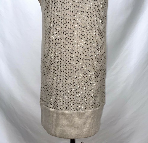 Nuevo Vestido Alto Hippie Lentejuelas Mezcla Seda Casi Sin Mangas Elastizado Tejido Talla M - Imagen 6 de 12