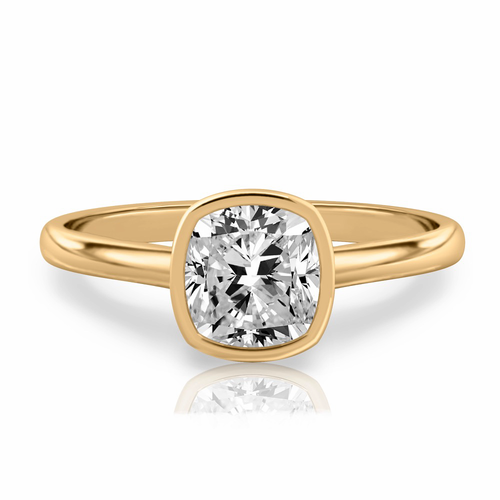 18K Yellow Gold Wedding Ring 1.00 Ct Cushion Lab Created Diamond IGI Certified - Picture 2 of 10