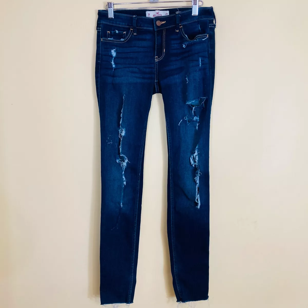 Hollister Jeans Womens 3R Low Rise Super Skinny Raw Hem W26 L30 Distressed