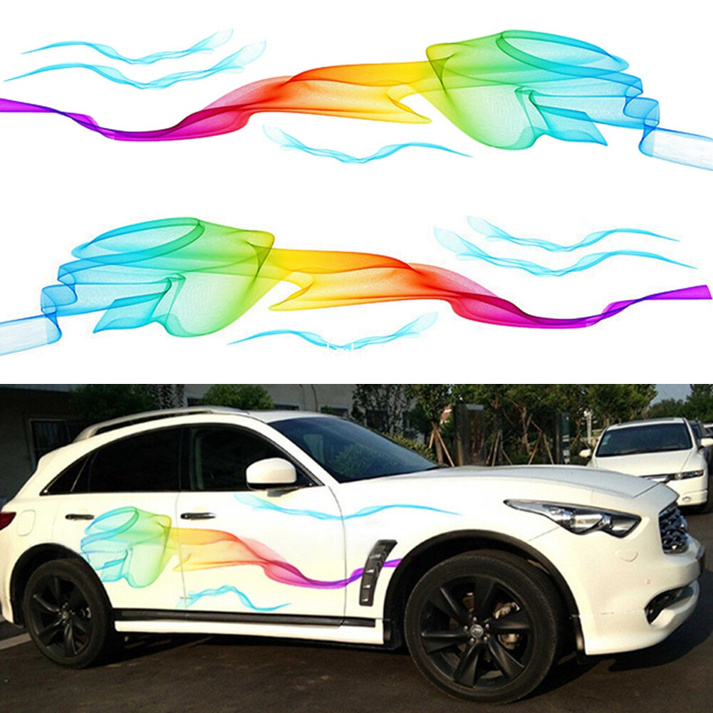 1 Set Car Cool Decal Stickers Smoke Vinyl SelfAdhesive Side Strip
