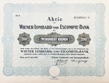 Seltene Ausgabe: Aktie der "Wiener Lombard- und Escompte-Bank AG"