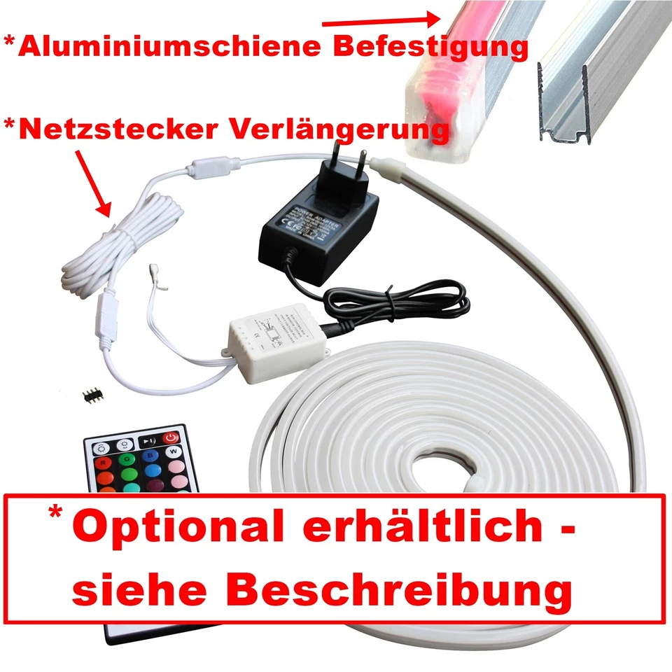 RGB LED Saunabeleuchtung 230V 12V hitzebeständig Leuchtstreifen warmweiß rot - Bild 2 von 2