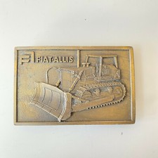 f672 Vintage Gold Tone Metal Limited Edition Men's Belt Buckle Fiat-Allis 1976