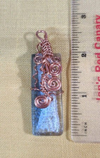 Copper Wire Wrapped Glass Pendant -- Hand Crafted