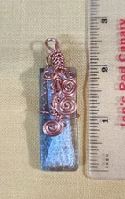 Copper Wire Wrapped Glass Pendant -- Hand Crafted